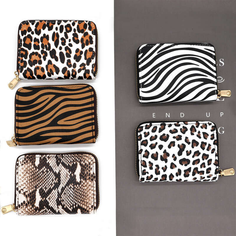 Cross-Border New Accordion Card Women, High-End Leopard Print Wallet for Men, Large Capacity Multi-Card Slot Multi-Function ID Holder