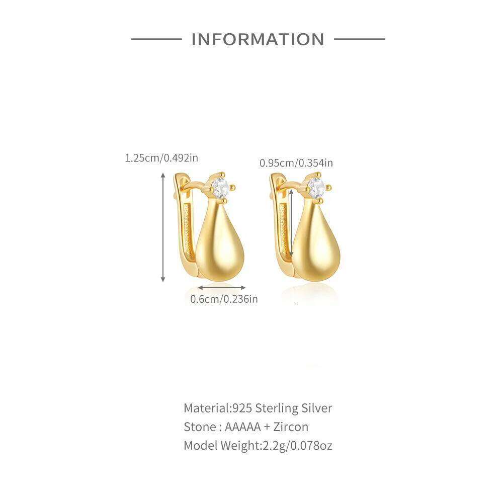 AIDE Luxury Water Drop Stud 925 Sterling Silver Cute Small Elegant Golden Earrings For Women Girls Student Fine Jewelry