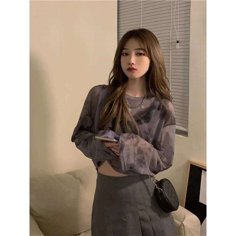 T-Shirts Women Tie Dye Casual Trendy Elegant Sun-proof Sexy Ladies Tees Teens Sheer Tops Summer Hot Selling Beach Simple Cozy