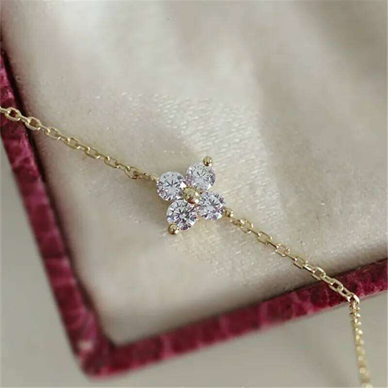 Aide Real S925 Sterling Silver Mini Zircon Flower Pendant Bracelet Chain for Women's Fine Jewelry Gifts Gold Bracelets Bangles