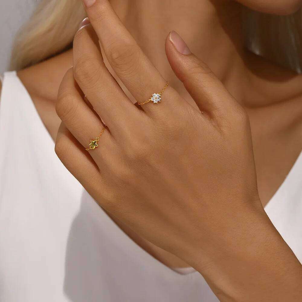 Aide 925 Sterling Silver Beautiful Butterfly Zircon For Women Adjustable Chain Rings INS Korea Trendy Jewelry Gifts 1pc