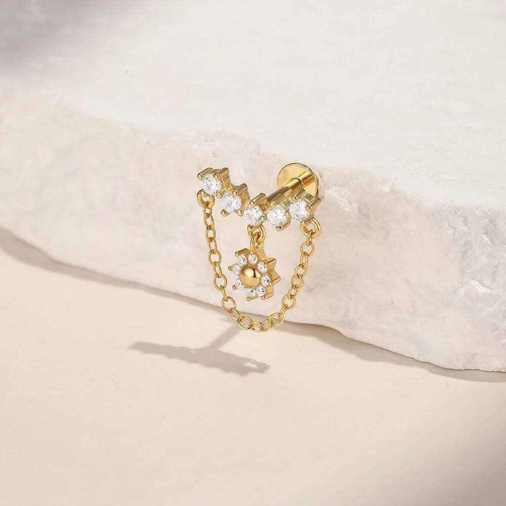 Aide 1PC 925 Silver Helix Cartilage Piercing Earrings For Women Sunflower Pearl Star Exquisite Stacking Stud Jewelry Accessories