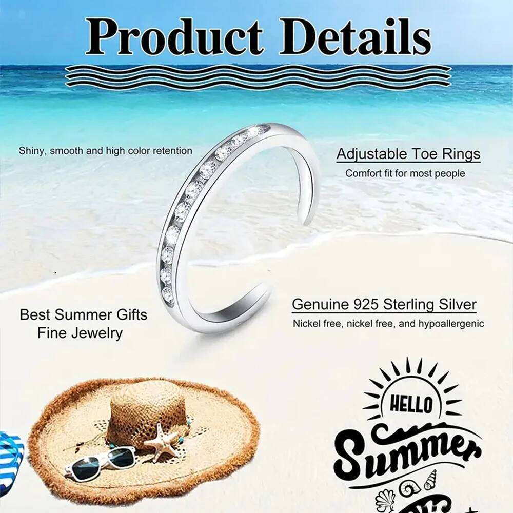 Aide 925 Sterling Toe For Women Heart Stackable Silver Color Foot Ring Fashion Summer Beach Party Fine Jewelry 1pc