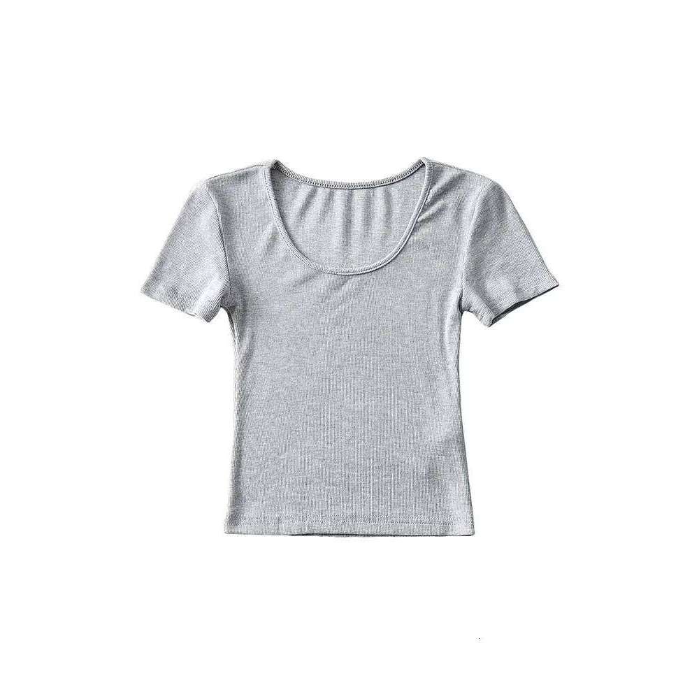 Casual Summer Woman Slim Fit T-shirt Tight Short-Sleeve O-neck Tee Crop Tops