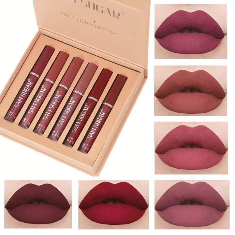 6pcs waterproof lipstick set long-lasting matte lip gloss a delicate gift for girls for Halloween and Christmas 251230