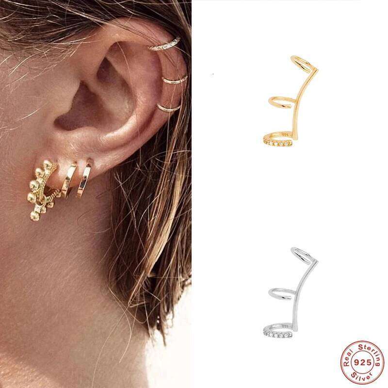 Aide Cross Ear Cuff Non Pierced for Women 925 Sterling Silver Micro Pave CZ Small Clip on Earrings Cartilage Jewel 1PC
