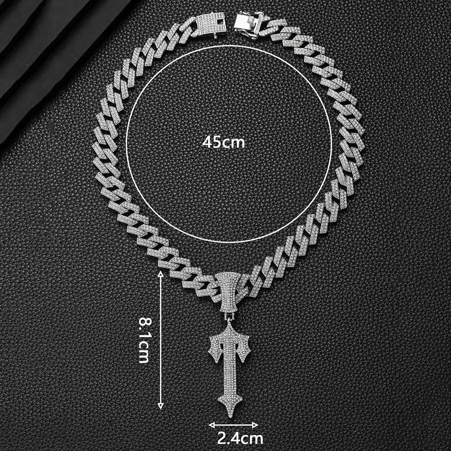 Style Personality Big Full Diamond Cuban Necklace Hip Hop Niche Legendary Sword Armor Pendant 251230