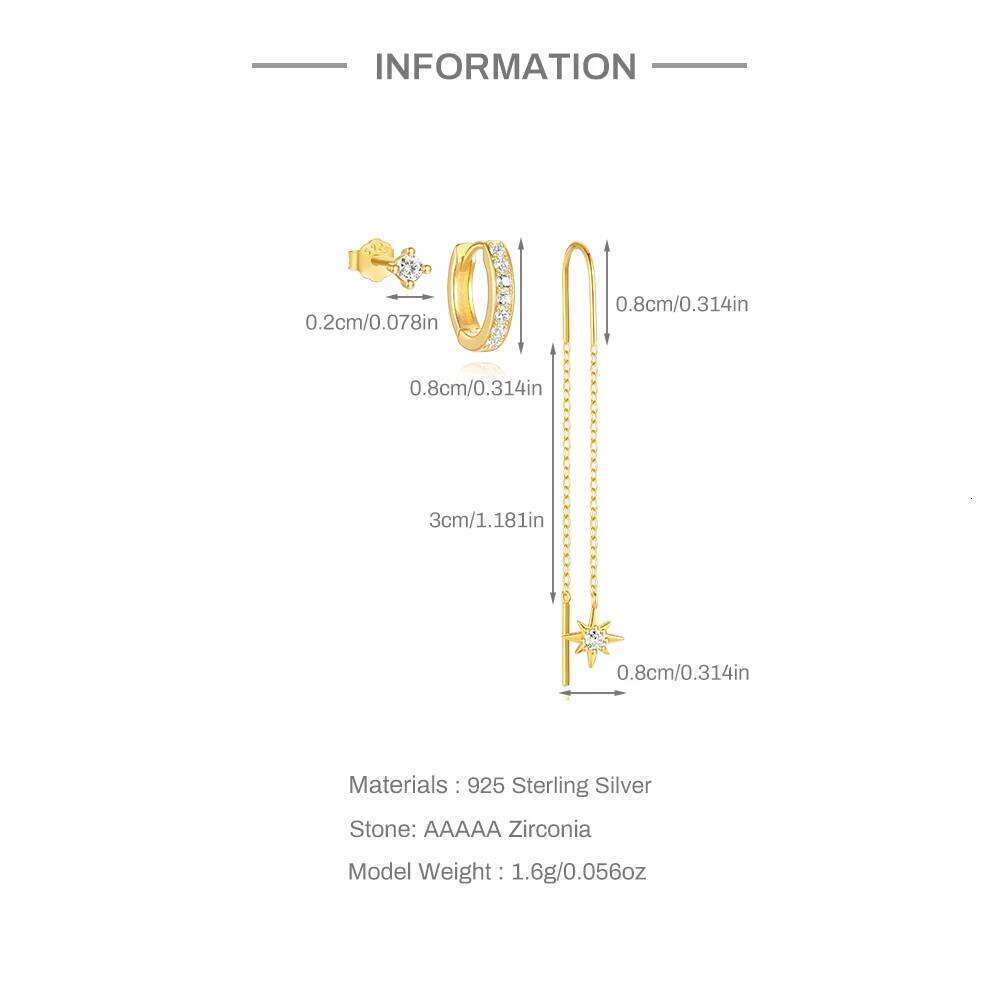 Aide 925 Sterling Silver Asymmetric Drop Earrings for Women Double Round Hoops Earring Hot Sale Brincos Pendientes Jewelry