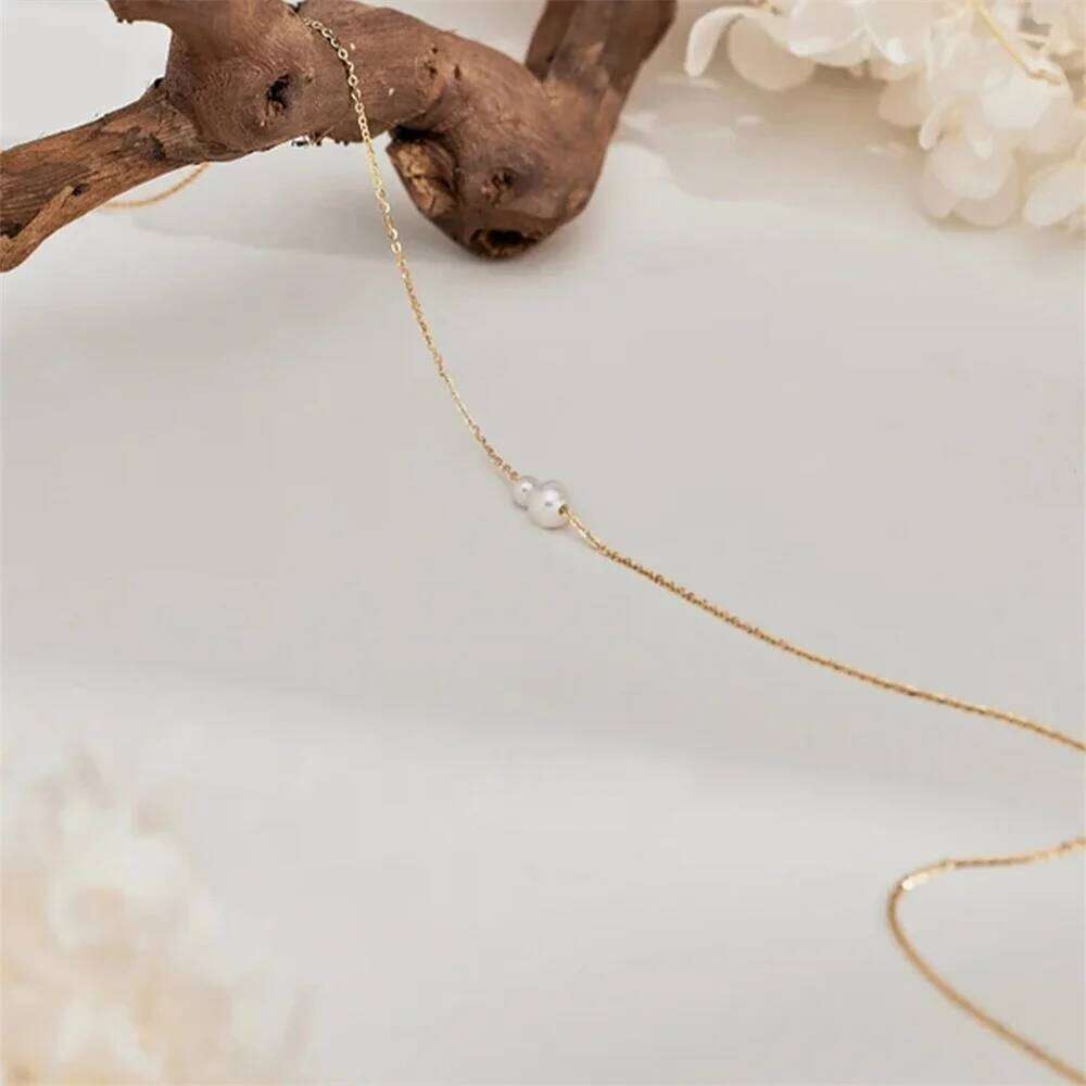 Aide 925 Sterling Silver Light Luxury 18k Gold Plating Shell Imitation Pearl Pendant Necklace Women Fashion Clavicle Chain Jewel