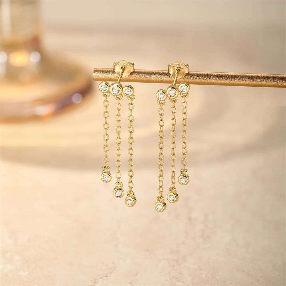 Aide 925 Sterling Silver Long Strip Dangle Stud Earrings For Women Elegant Simple Piercing Bohemian Jewelry Party Gift