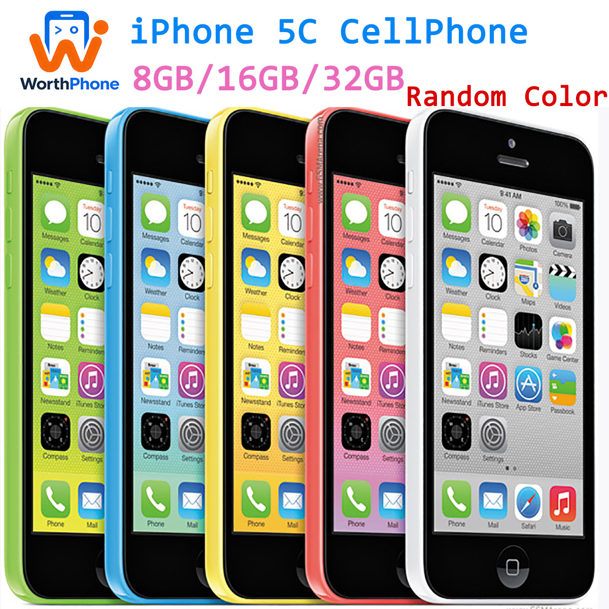 Apple iPhone 5c 8GB/16GB/32GB ROM UNLOCKED 4 Inches 1GB RAM Random Color Are Available Good Condition Only iPhone 5c No Box and Charger and Cable