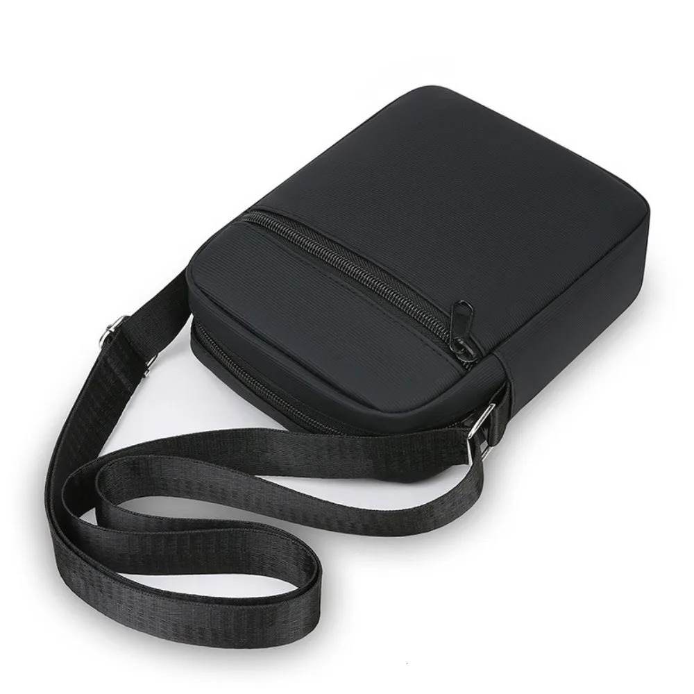 Fashion PU Shoulder Bag Waterproof Black Mobile Phone Bag Multiple Compartments Adjustable Mini Sports Bag for Men 251230