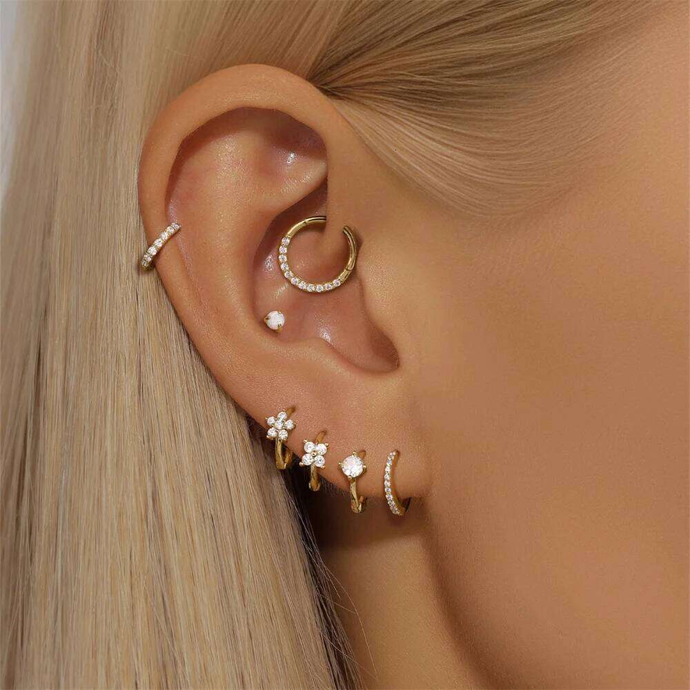 Aide 1pc 14K Yellow Women Never Fade Luxury Commemoration Day Gift Earring Bohemia Exquisite Solid Gold Jewel