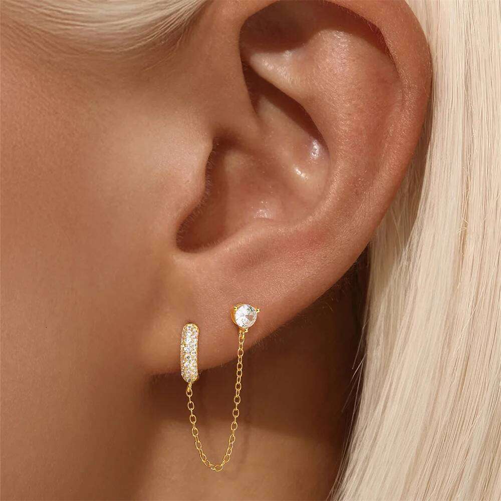 Aide 925 Sterling Silver Cross Long Tassel Drop Earrings For Women Girls Flower Rhinestone Chain Dangle Earring Brincos Jewelry