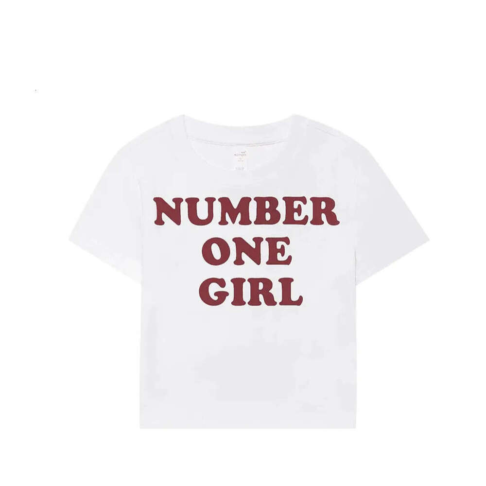 Rosie Letter Print Short Sleeve T-Shirt Women Round Neck Regular Shoulder Slim Fit Trendy American Style Hot Girl Top