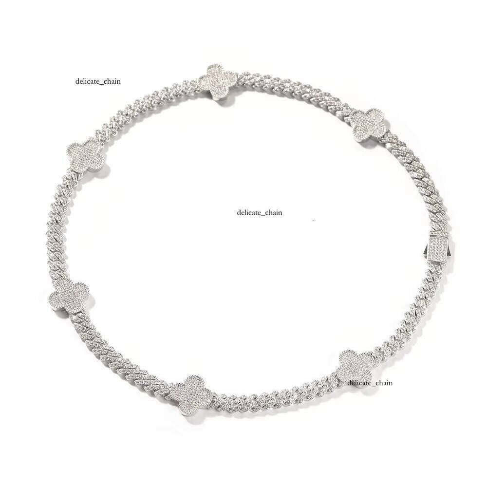 8mm Thick 18k gold Miami Set Round VVS Moissanite Diamond Hip Hop Brass Metal Iced Flower Cuban Chain