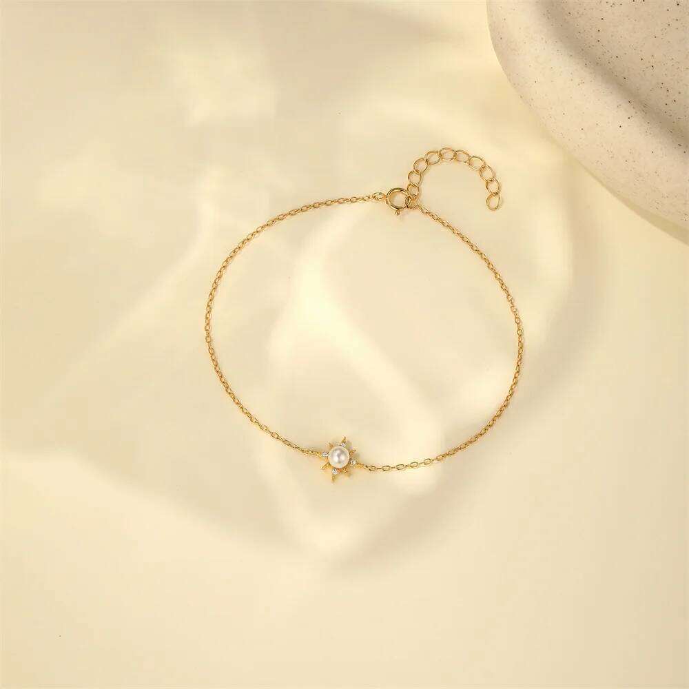 Aide S925 Sterling Silver Octagon Star Zircon Pearl Bracelet Dainty Adjustable Chain Jewelry for Women Valentine's Day gift