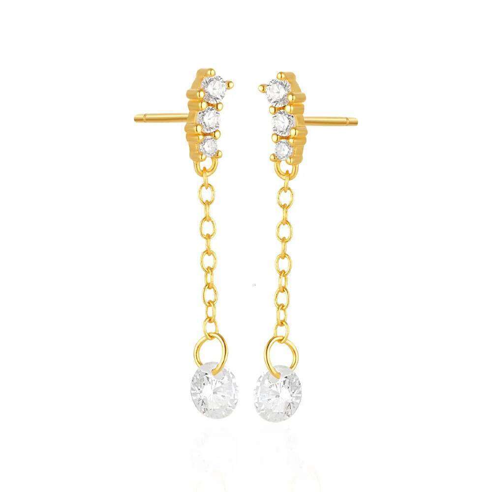 Aide 925 Sterling Silver Transparent Zircon Long Tassel Earring for Women Trendy Statement Drop Earrings Wedding Fine Jewelry