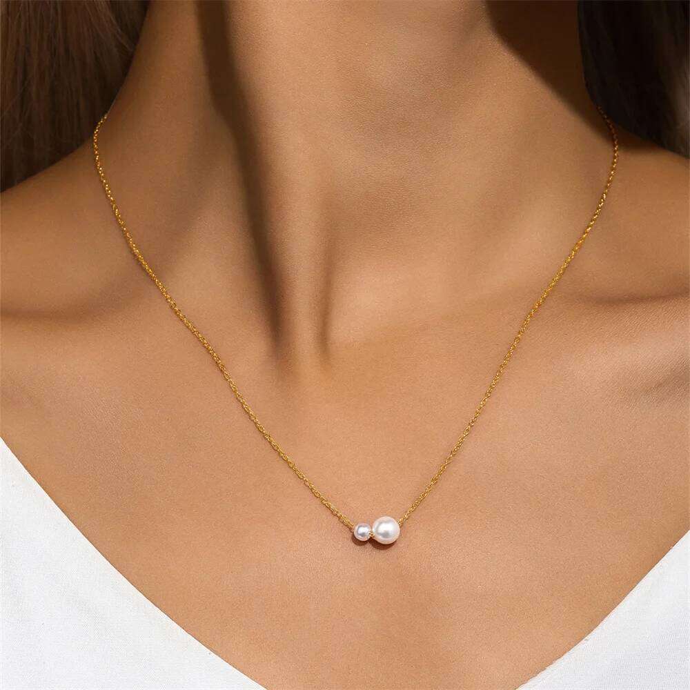 Aide 925 Sterling Silver Light Luxury 18k Gold Plating Shell Imitation Pearl Pendant Necklace Women Fashion Clavicle Chain Jewel