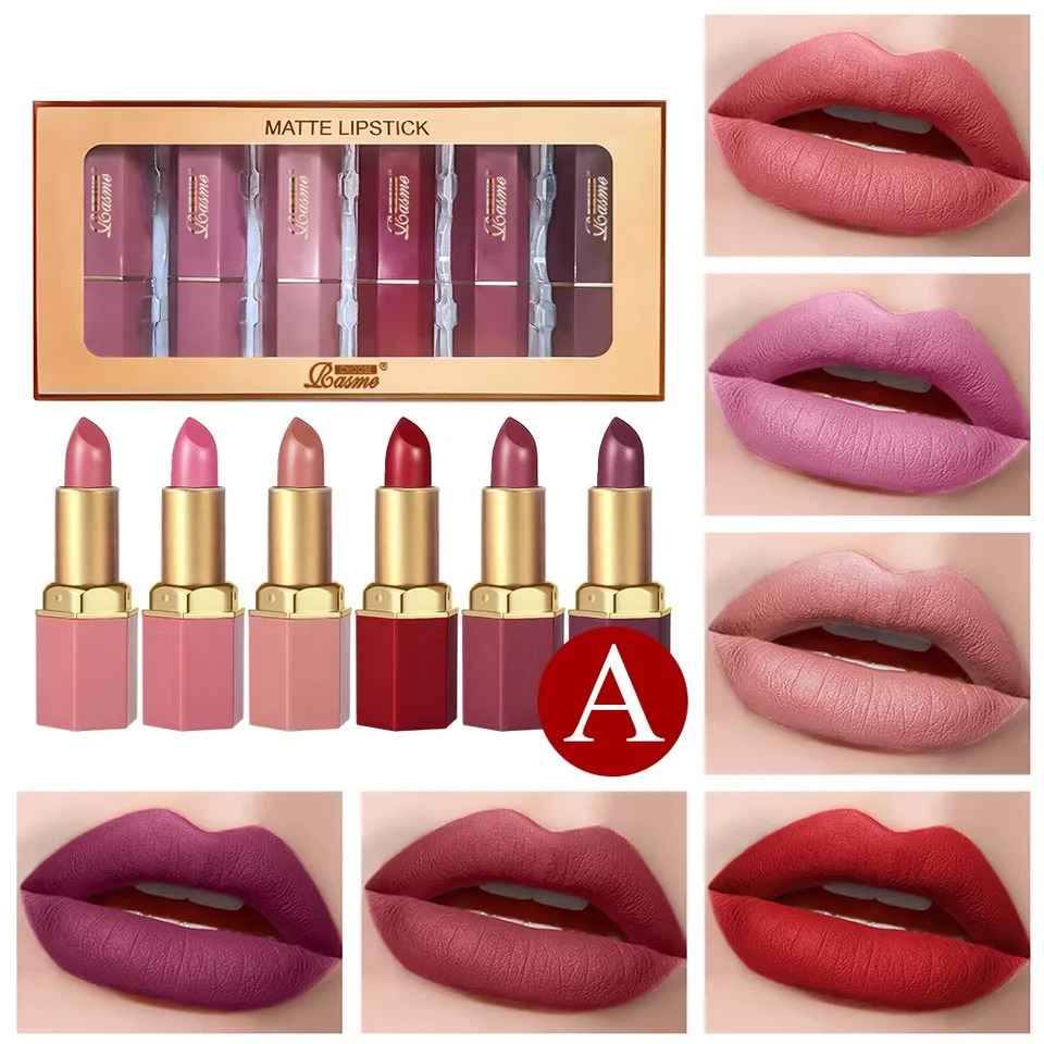 6-Color Matte Lipstick Set Easy To Apply Long-Lasting Smooth Waterproof Lip Makeup 251230