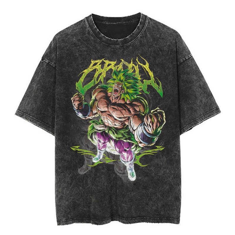 Tees Polos Japanese Classic Dragon Ball Cartoon Anime Oversize High Street Vintage Washed Distressed Short Sleeve T Shirt Men's Clothing Daily Ou - view 4