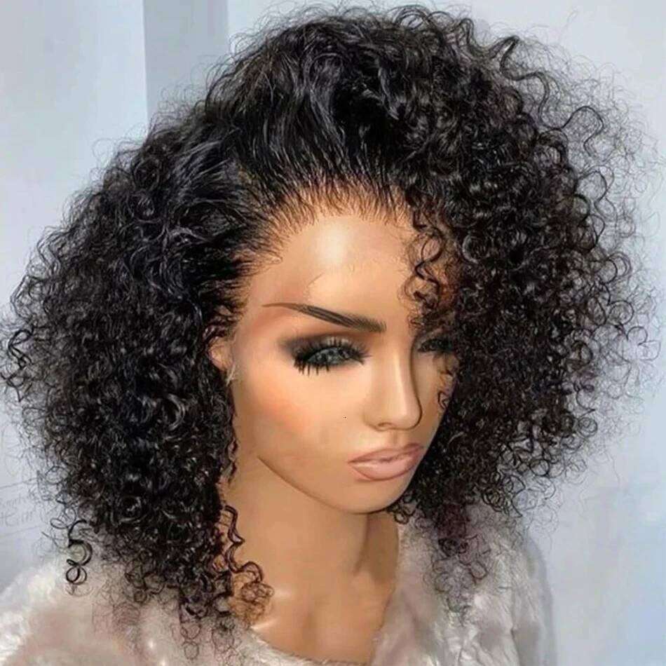 230% Curly Deep Wave 13x4 HD Front Wigs Short Bob 14 16 Inch Brazilian 100% Human Hair 4x4 Transparent Lace Frontal Wig