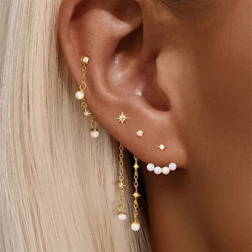 Aide 1piece 925 Sterling Silver Opal Pendant Tassel Earrings For Women Exquisite Charms Drangle Hanging Earring Bride Gift Jewel