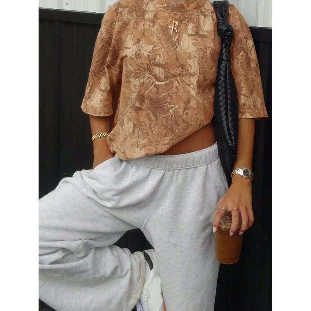 European and American Trend Round Neck Printed Short Summer Thin Trendy Brand Half Sleeve T-Shirt Loose Casual Cross-Border