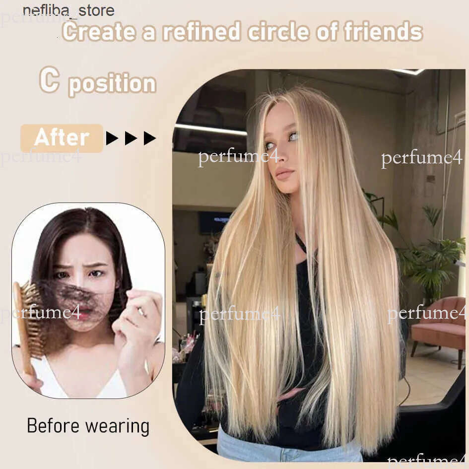 Synthetic wig linen straight with bangs long curly hair ponytail dirty braids Halloween Christmas gifts. Q250701