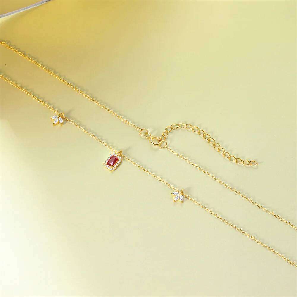 Aide 925 Sterling Silver Minimalism Gem Pendant Necklace Colorful Zircon Trend Chain for Women Birthday Anniversary Free Shippin