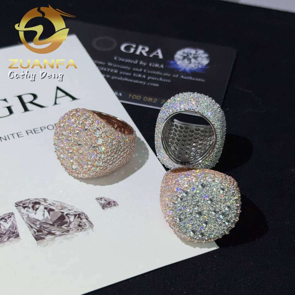 New Arrival Jewelry Moissanite Hip Hop 925 Silver Reverse Setting Men Ring Pass Diamond Tester