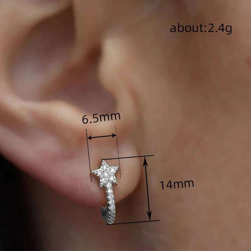 Huitan Chic Stars Hoop Women Dainty Ear Piercing Accessories Daily Wear Fashion Versatile Girls Earrings Hot Jewelry