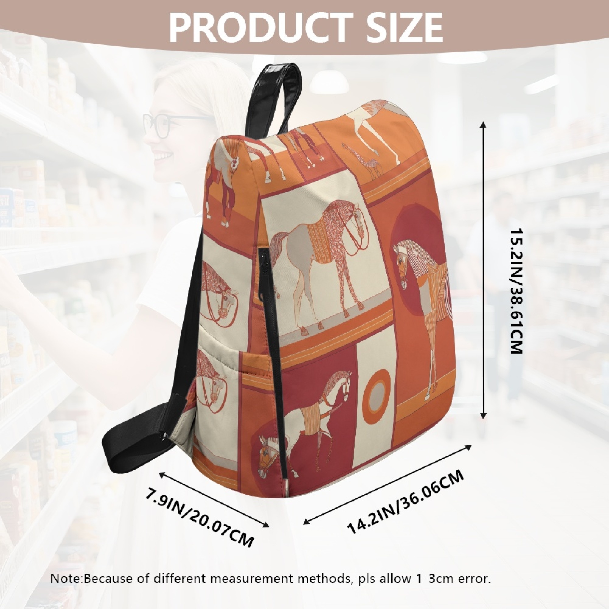 Custom H Designer Fashion Anti Theft Backpack Luxury Horse Pattern Unisex Full Print Backpack Laptop Bag Travel Bag H28