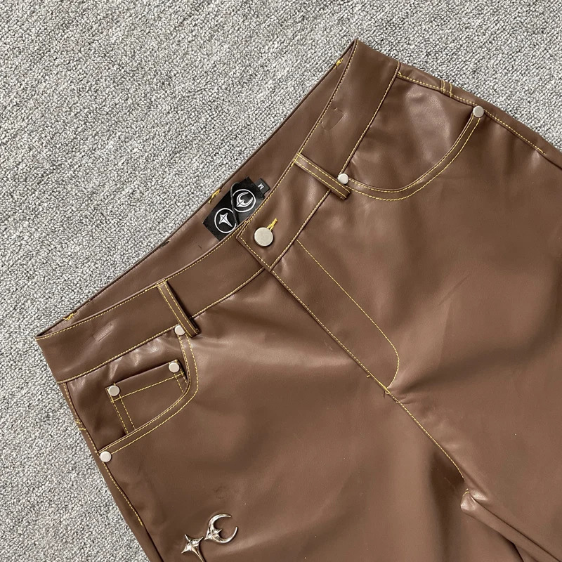 Thug Club Leather Shorts Mens Clothing Daily Casual American High Street Metal THUG CLUB Short Pants 251230