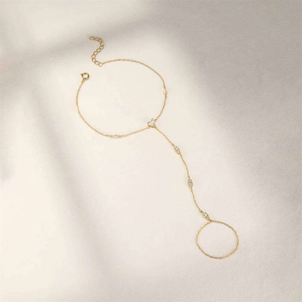 Aide 925 Sterling Silver Fine Geometric Lucky Flower CZ Sparking Zircon For Women Hand Chain Bracelets Jewelry