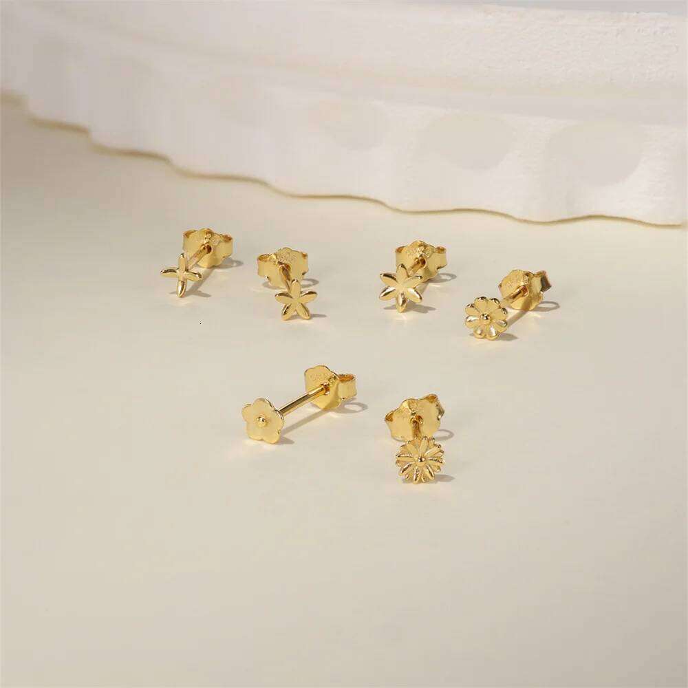 Aide 925 Sterling Silver Dainty Flower Stud Earrings For Fashion Women Party Cute Jewelry Girls Birthday Minimalist Accessories