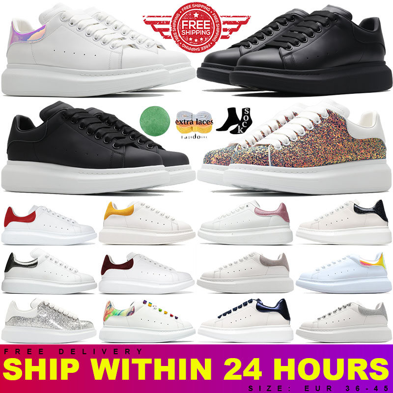 Designer oversized shoes alexander mqueeen mens platform sneakers white black Shock Pink deep blue velvet womens Tread Slick low lace up sneakers canvas trainers