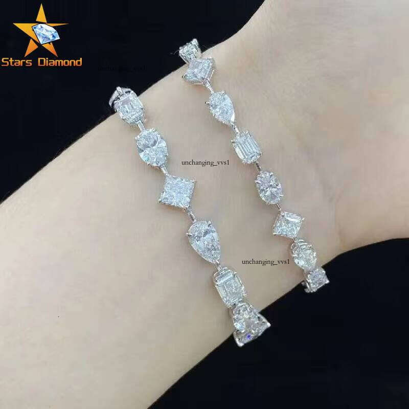 Wholesale Custom Fashion Luxury Genuine 18k White Gold Plated VVS CVD Lab Grown VVS Moissanite Jewelry Bracelet - view 7