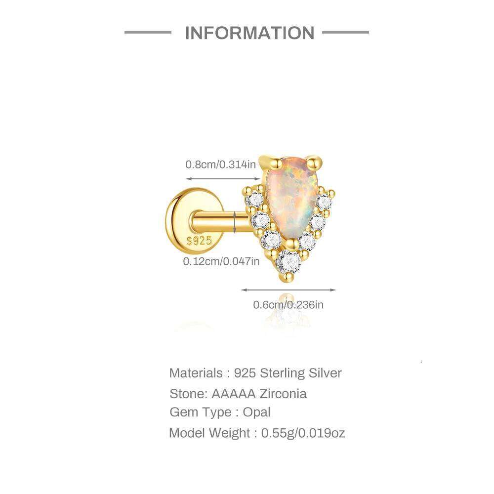 Aide 925 Sterling Silver Cute Blue Glass Opal Stud Ear for Girl Beach Holiday Zircon Piercing Earrings Fine Jewelry