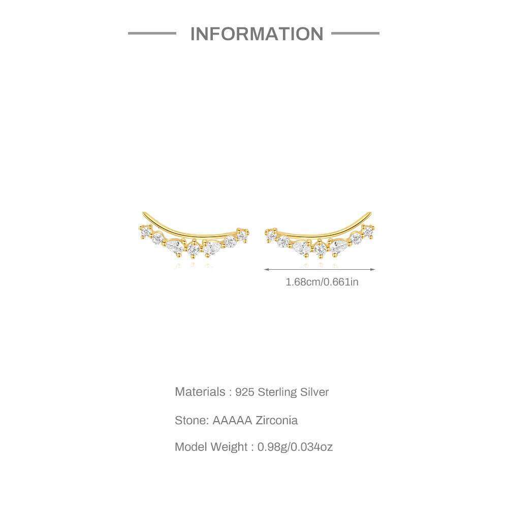 Aide 1pair 925 Sterling Silver Hook Clip on for Women Zircon Climbing Ear Cuff Earrings Fashion Jewelry Gifts