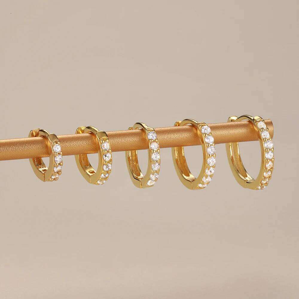 Aide 925 Sterling Silver Clear Zircon Circle Round Stud Earrings For Women Party Wedding Ear Bone Buckle Charm Earring Jewelry