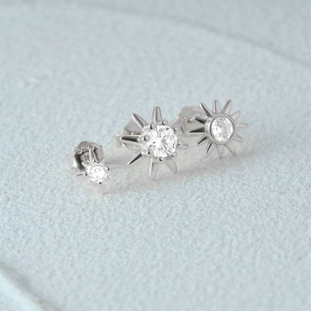 Aide 925 Sterling Silver 3pcs Set 2.5/3/mm Zircon Gold Plated Star Piercing Bar Stub Earring Women Minimalist Jewelry Party Gift