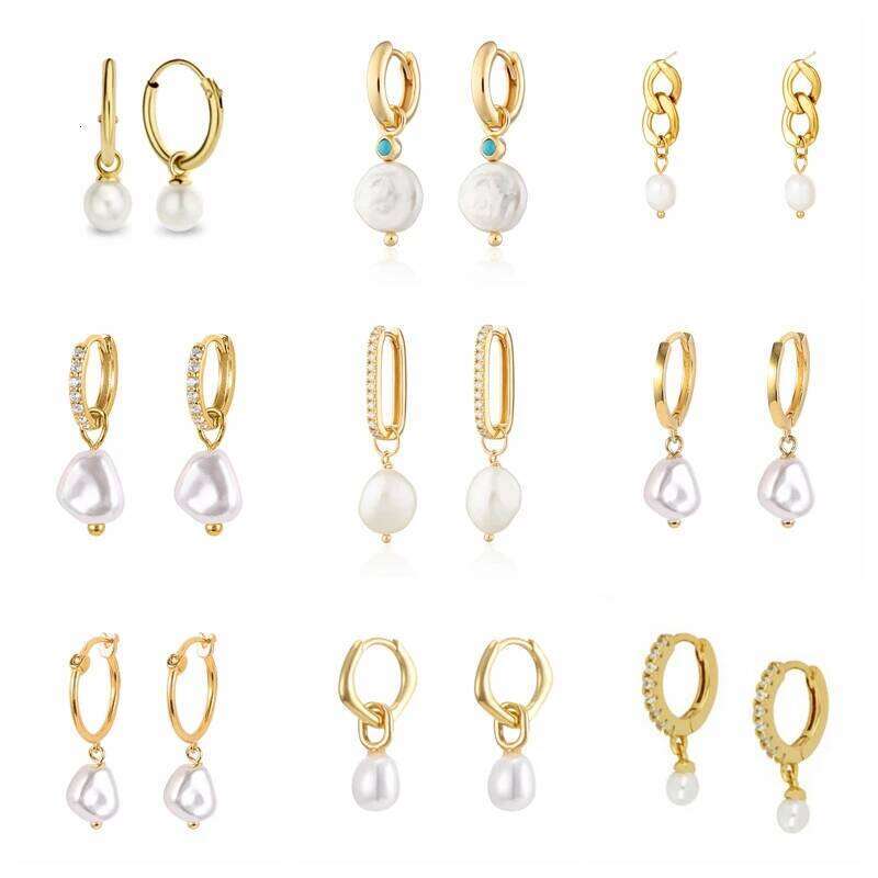 Aide 925 Sterling Silver Artificial Pearl For Women Round Imitation Pearls Charm Dangle Earrings Wedding Party Jewelry