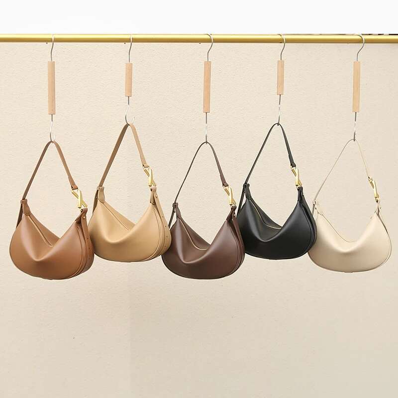 Cowhide Genuine Leather Bag Women S Hobos Sac Soft Shoulder Messenger Bags For Women Wide Female Half Moon Purse And Handbags JINXIANGGUO TOTE