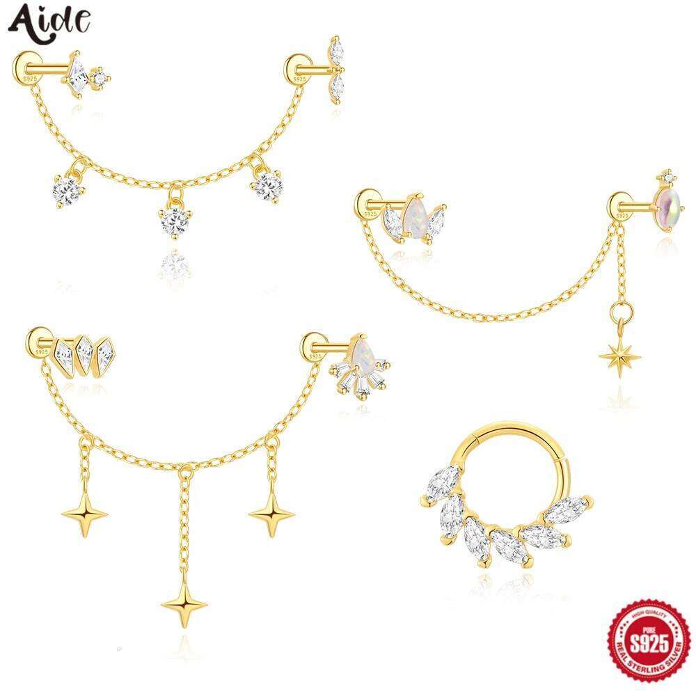 AIDE Plata 925 Sterling Silver Spare Parts Chains Part For Stud Earring Piercing Hoop Drops DIY Y2k Body Studs Fine Jewelry Gift