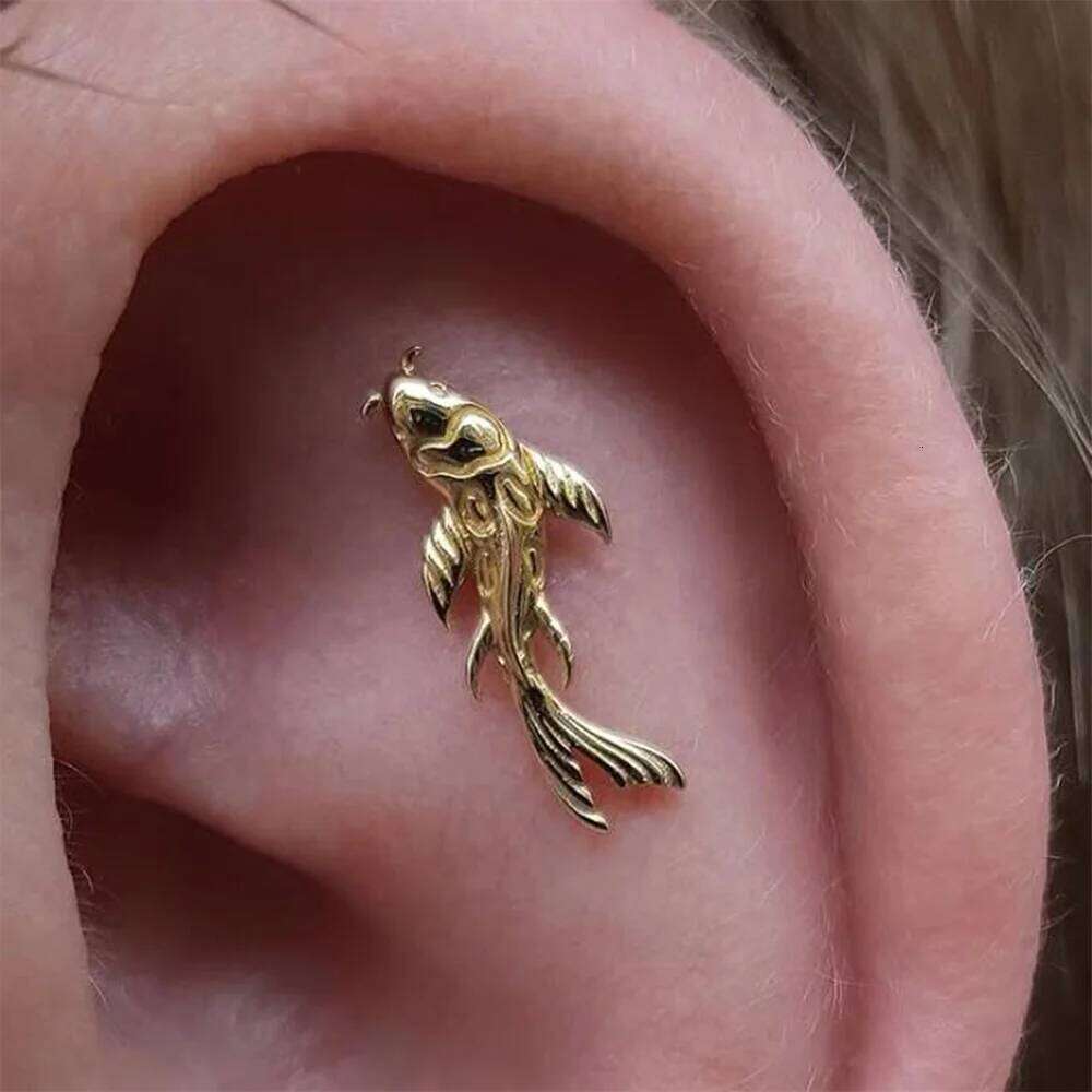 Aide 925 Sterling Silver Shake Koi Stud Screw Back Exquisite Mini Fish Earring For Women Vintage Jewelry Minimalist Gift