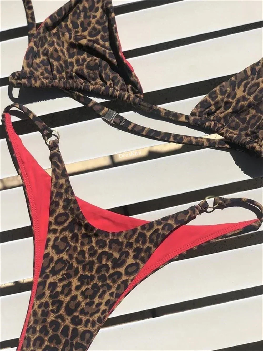 Sexy String Bikini Leopard Print Back Hook Push Up Swimsuit Women Two Piece Swimwear Triangle Thong Brazilian Beach Bathing Suit 251231