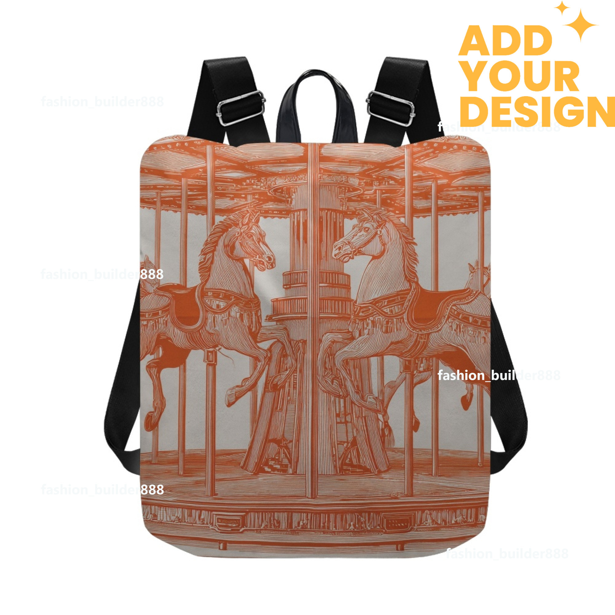 Custom H Designer Fashion Anti Theft Backpack Luxury Horse Pattern Unisex Full Print Backpack Laptop Bag Travel Bag H39