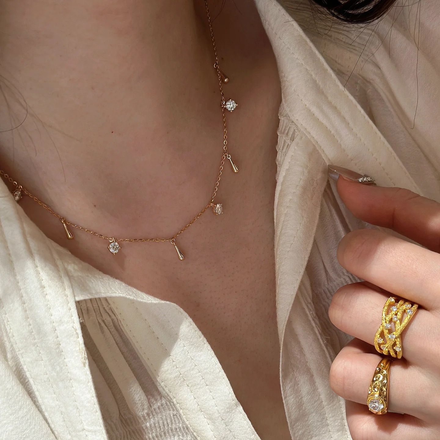 Luxury Brand Designer Jewelry Italian Brushed Craft Vatican Cross Two-Tone Gold Pendant Vintage Rupert's Tears Layered Necklace