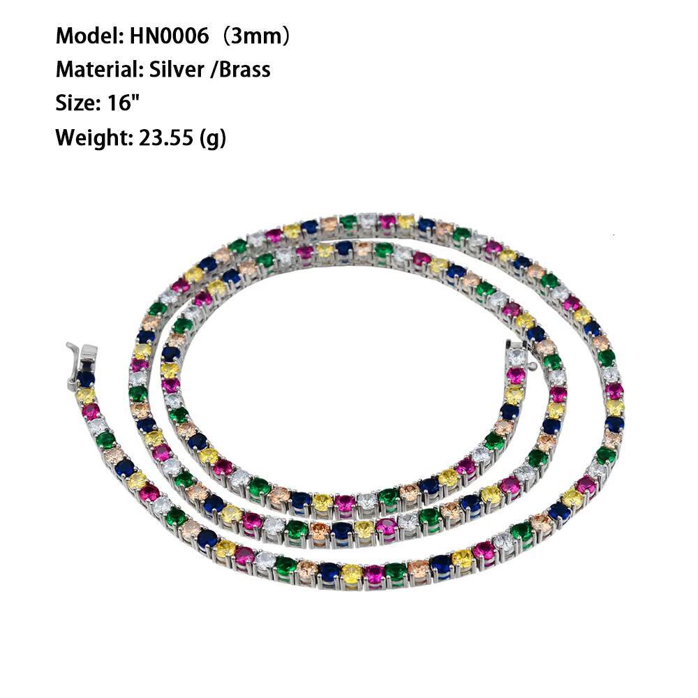 Iced Out Jewelry 925 Silver Rainbow Hip Hop Moissanite Diamonds Gold Plated 925 Sterling Silver Tennis Chain Bracelet